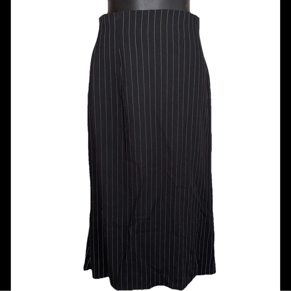 Lauren Ralph Purple label Wool Flared back midi Pinstripes Skirt 10